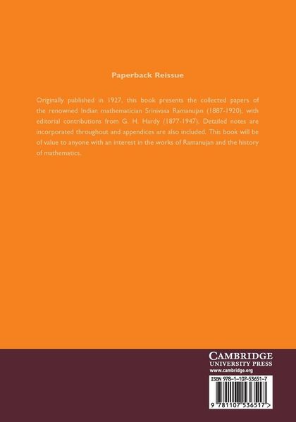 Produktbild: Collected Papers of Srinivasa Ramanujan