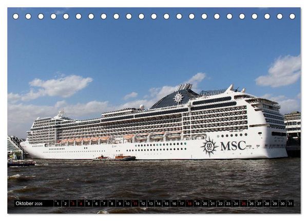 Produktbild: Kreuzfahrtschiffe in Hamburg (Tischkalender 2026 DIN A5 quer), CALVENDO Monatskalender