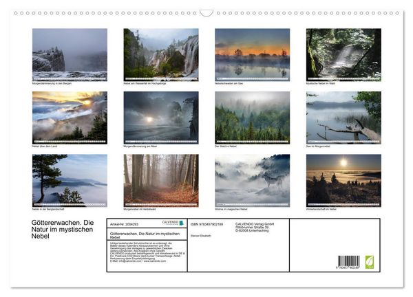 Produktbild: G&ouml;ttererwachen. Die Natur im mystischen Nebel (Wandkalender 2026 DIN A2 quer), CALVENDO Monatskalender