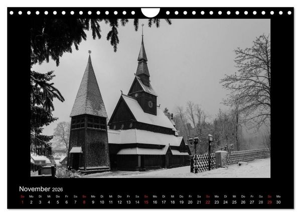 Produktbild: Harz-Bilder in monochrome (Wandkalender 2026 DIN A4 quer), CALVENDO Monatskalender