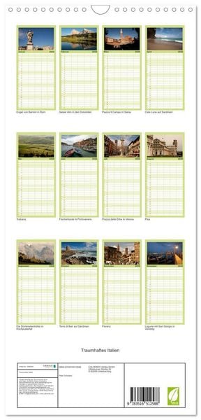 Produktbild: Familienplaner 2026 - Traumhaftes Italien mit 5 Spalten (Wandkalender, 21 x 45 cm) CALVENDO