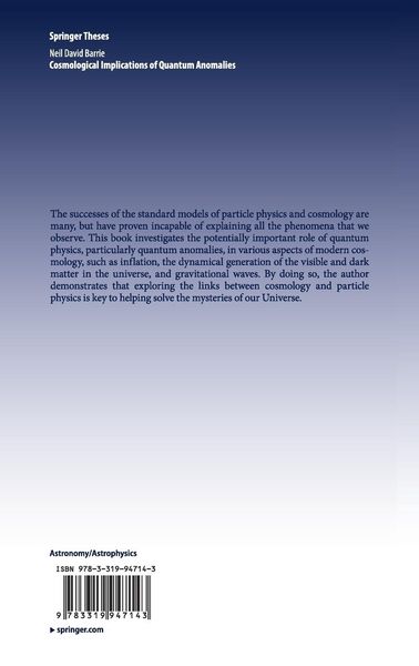 Produktbild: Cosmological Implications of Quantum Anomalies