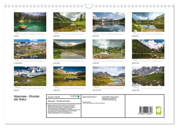 Produktbild: Alpensee - Wunder der Natur (Wandkalender 2026 DIN A3 quer), CALVENDO Monatskalender