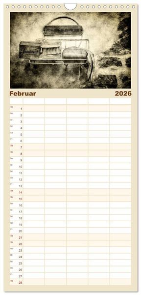 Produktbild: Familienplaner 2026 - Retro mit 5 Spalten (Wandkalender, 21 x 45 cm) CALVENDO