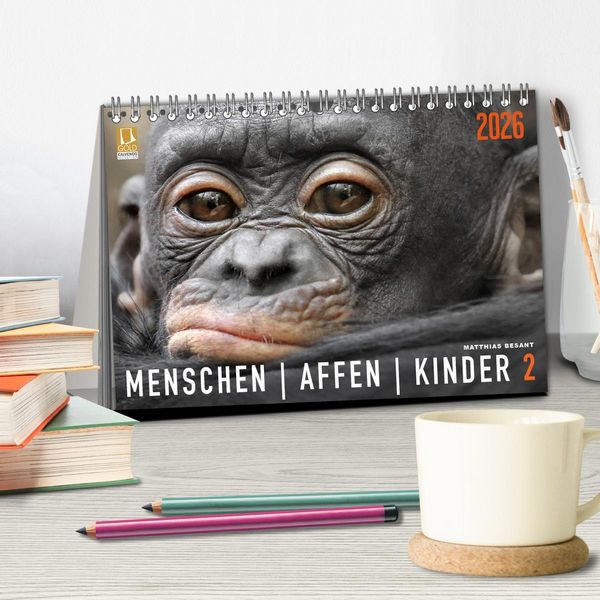 Produktbild: MENSCHENAFFENKINDER 2 (Tischkalender 2026 DIN A5 quer), CALVENDO Monatskalender