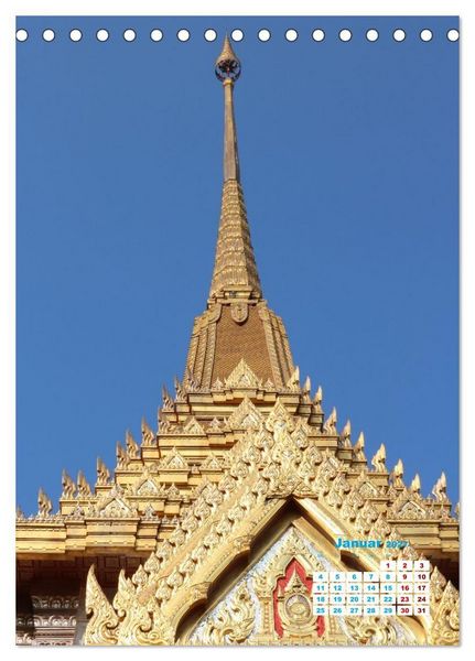 Produktbild: Bangkoks Tempel - Goldene Pagoden und safrangelbe Roben (Tischkalender 2027 DIN A5 hoch), CALVENDO Monatskalender