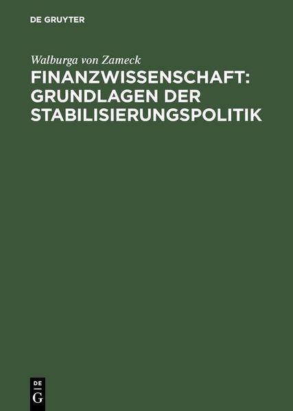 Produktbild: Finanzwissenschaft: Grundlagen der Stabilisierungspolitik