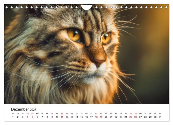 Produktbild: Eleganz in Pelz - ein Maine Coon - Kalender (Wandkalender 2027 DIN A4 quer), CALVENDO Monatskalender