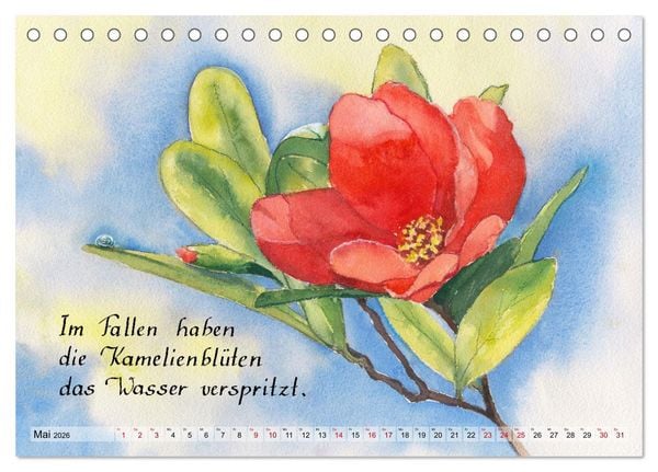 Produktbild: Aquarelle und Haiku von Basho (Tischkalender 2026 DIN A5 quer), CALVENDO Monatskalender