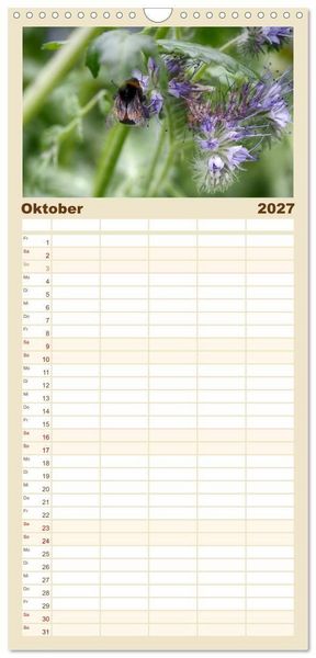 Produktbild: Familienplaner 2027 - Hummelflug mit 5 Spalten (Wandkalender, 21 x 45 cm) CALVENDO
