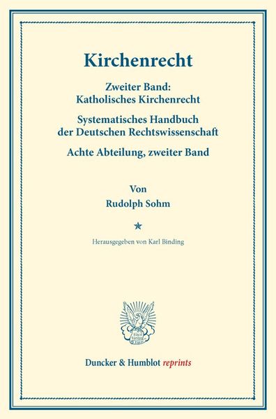 Kirchenrecht., Taschenbuch von Rudolph Sohm, Duncker & Humblot, 9783428175253