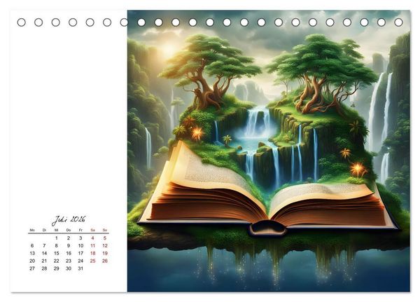 Produktbild: Fantastische surreale B&uuml;cherwelten (Tischkalender 2026 DIN A5 quer), CALVENDO Monatskalender