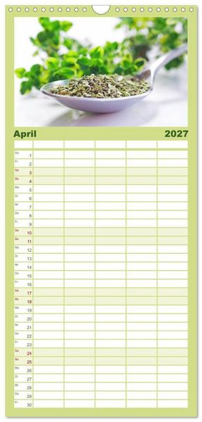 Produktbild: Familienplaner 2027 - Helfende Kr&auml;uter aus dem Garten mit 5 Spalten (Wandkalender, 21 x 45 cm) CALVENDO