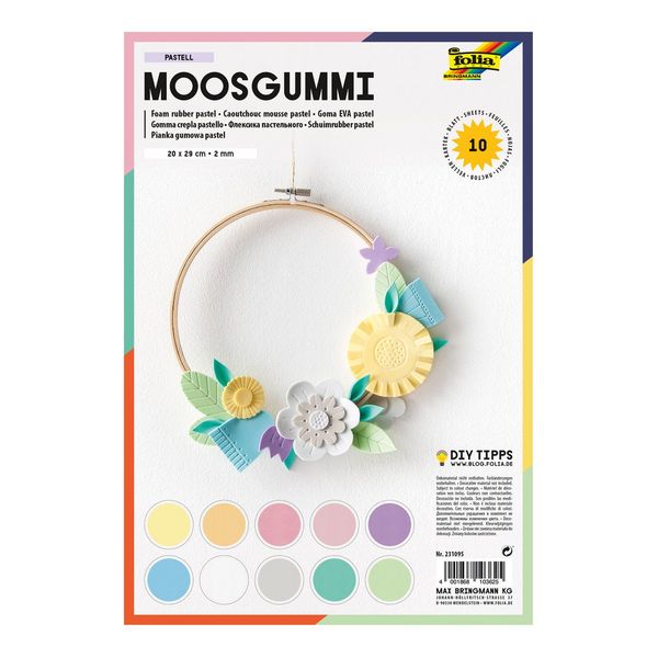 Produktbild: FOLIA&reg; Moosgummi, Pastel 10 Farben