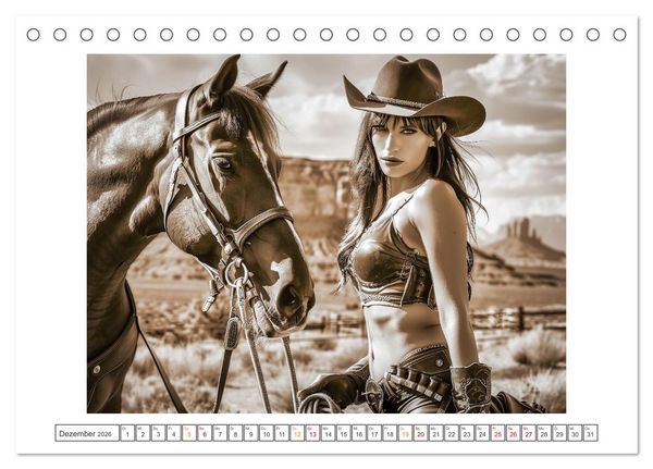 Produktbild: Sattel und Sinnlichkeit - Begegnungen mit den Verf&uuml;hrerischen Cowgirls (Tischkalender 2026 DIN A5 quer), CALVENDO Monatskalender