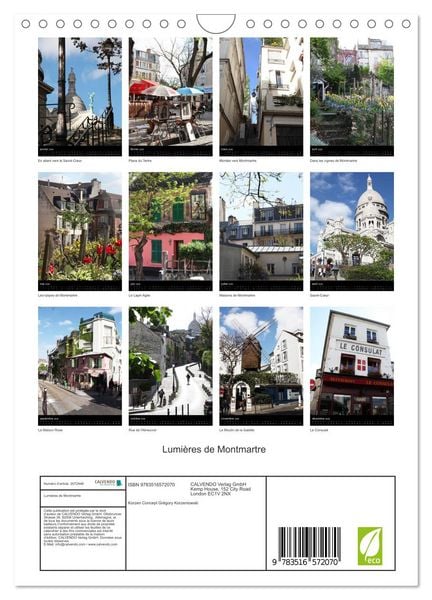 Produktbild: Lumi&egrave;res de Montmartre (Calendrier mural 2026 DIN A4 horizontal), CALVENDO calendrier mensuel