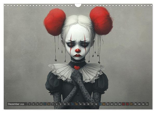 Produktbild: Clowniversum - Wo die Masken Geschichten erz&auml;hlen (Wandkalender 2026 DIN A3 quer), CALVENDO Monatskalender