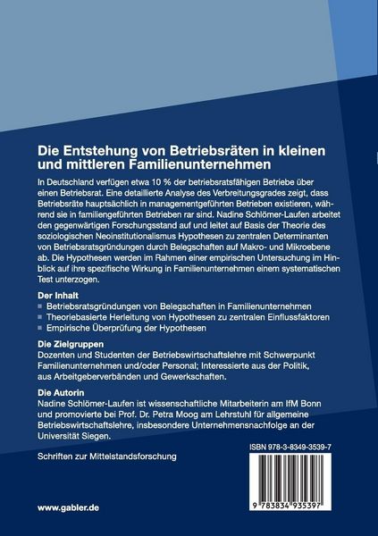 Produktbild: Die Entstehung von Betriebsr&auml;ten in kleinen und mittleren Familienunternehmen