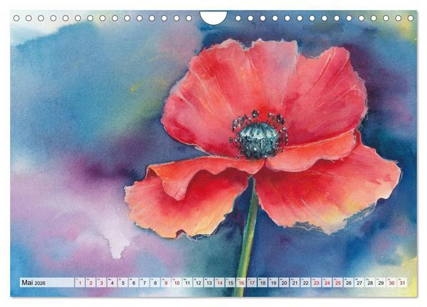 Produktbild: Blumenaquarelle aus der N&auml;he (Wandkalender 2026 DIN A4 quer), CALVENDO Monatskalender