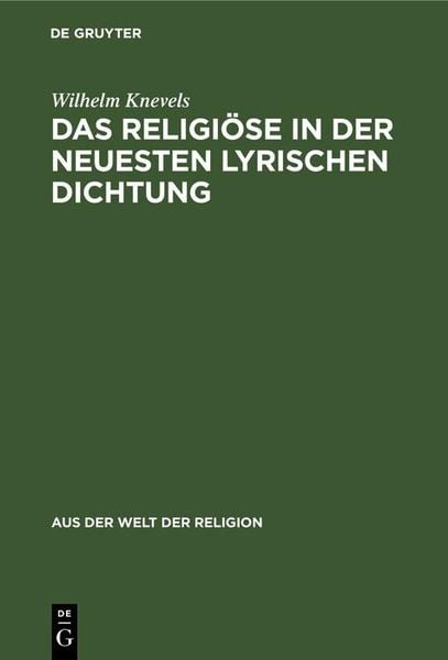 Produktbild: Das Religi&ouml;se in der neuesten lyrischen Dichtung