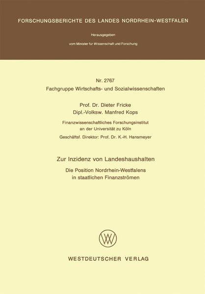 Produktbild: Zur Inzidenz von Landeshaushalten