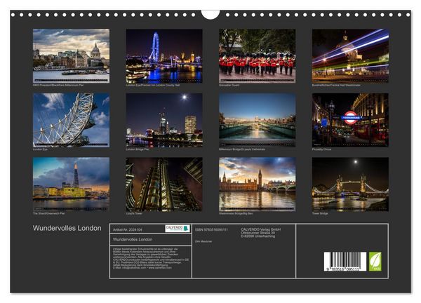 Produktbild: Wundervolles London (Wandkalender 2026 DIN A3 quer), CALVENDO Monatskalender