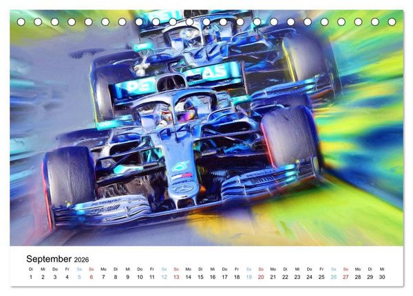 Produktbild: Formel 1 kreativ - Digital Art von Jean-Louis Glineur (Tischkalender 2026 DIN A5 quer), CALVENDO Monatskalender