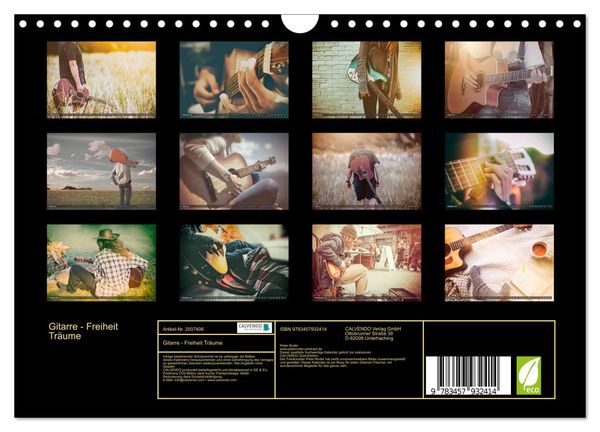 Produktbild: Gitarre - Freiheit Tr&auml;ume (Wandkalender 2026 DIN A4 quer), CALVENDO Monatskalender