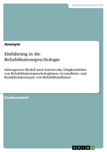 Produktbild: Einf&uuml;hrung in die Rehabilitationspsychologie