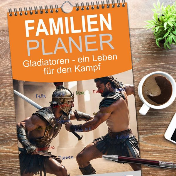 Produktbild: Familienplaner 2026 - Gladiatoren - ein Leben f&uuml;r den Kampf mit 5 Spalten (Wandkalender, 21 x 45 cm) CALVENDO