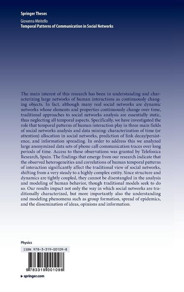 Produktbild: Temporal Patterns of Communication in Social Networks