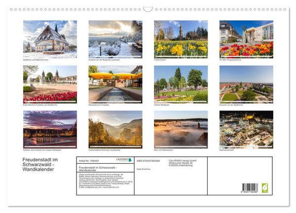 Produktbild: Freudenstadt im Schwarzwald - Wandkalender (Wandkalender 2026 DIN A2 quer), CALVENDO Monatskalender