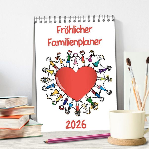 Produktbild: Fr&ouml;hlicher Familienplaner (Tischkalender 2026 DIN A5 hoch), CALVENDO Monatskalender