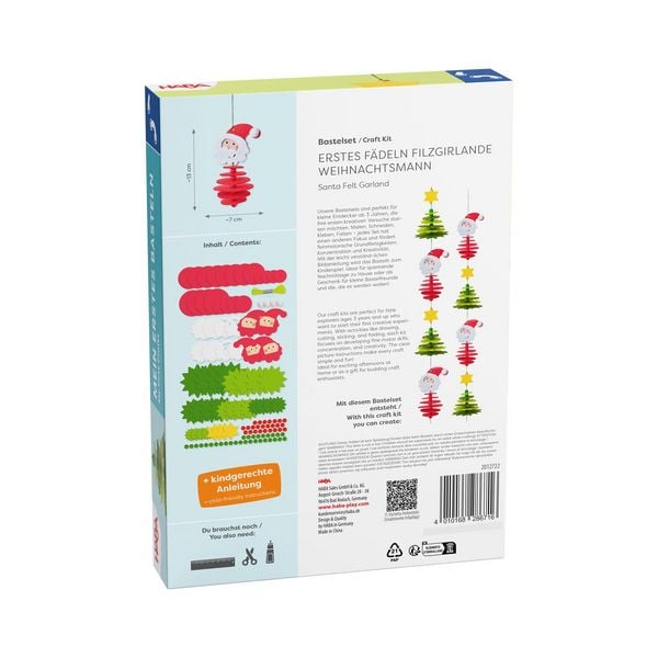 Produktbild: Bastelset - Erstes F&auml;deln Filzgirlande Weihnachtsmann