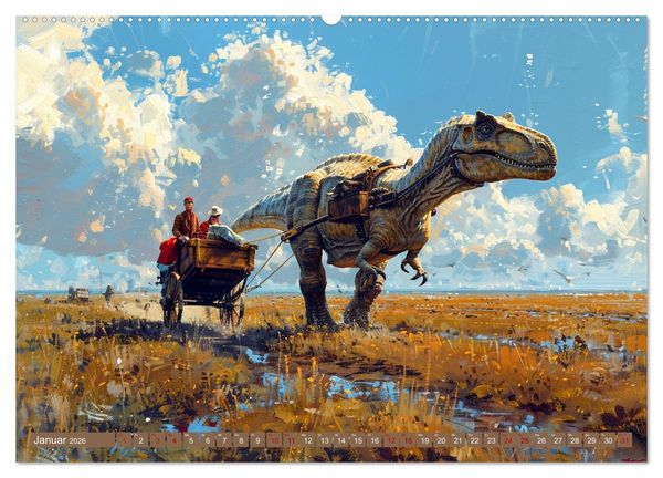 Produktbild: Meine Freunde sind Dinosaurier (hochwertiger Premium Wandkalender 2026 DIN A2 quer), Kunstdruck in Hochglanz