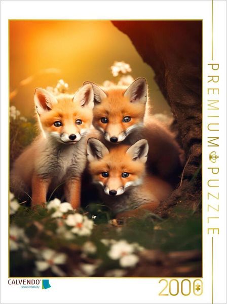 Produktbild: CALVENDO Puzzle Drei Fuchswelpen | 2000 Teile Lege-Gr&ouml;&szlig;e 90x67cm Foto-Puzzle f&uuml;r gl&uuml;ckliche Stunden