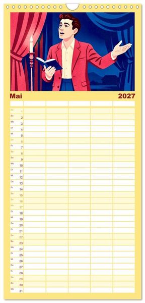 Produktbild: Familienplaner 2027 - Michael Ende mit 5 Spalten (Wandkalender, 21 x 45 cm) CALVENDO