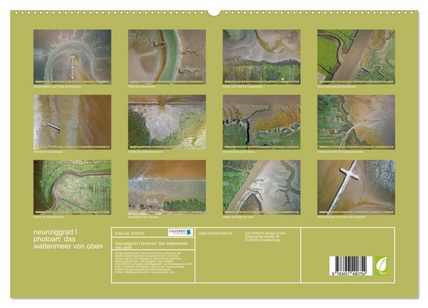 Produktbild: neunziggrad I photoart: das wattenmeer von oben (hochwertiger Premium Wandkalender 2026 DIN A2 quer), Kunstdruck in Hochglanz