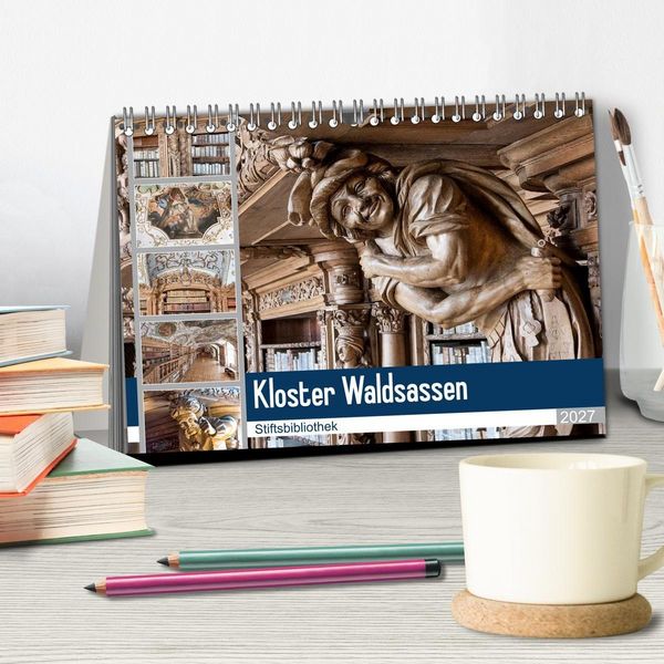 Produktbild: Kloster Waldsassen Stiftsbibliothek (Tischkalender 2027 DIN A5 quer), CALVENDO Monatskalender