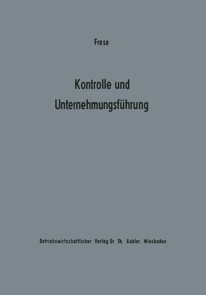 Produktbild: Kontrolle und Unternehmungsf&uuml;hrung