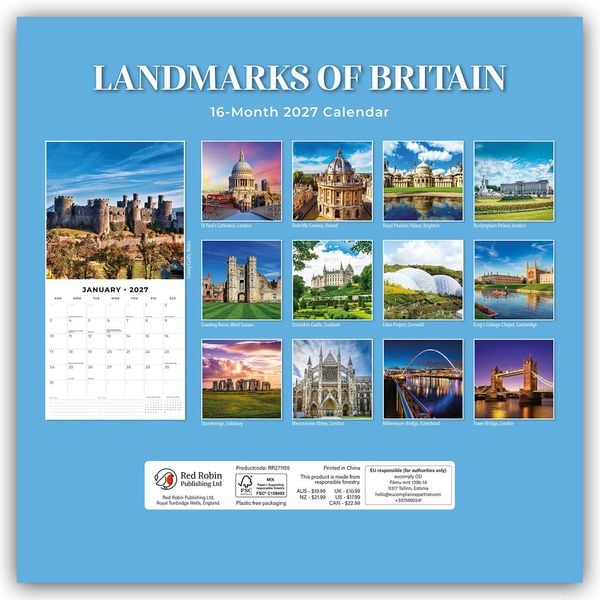 Produktbild: Landmarks of Britain &ndash; Sehensw&uuml;rdigkeiten Gro&szlig;britanniens 2027 &ndash; 16-Monatskalender
