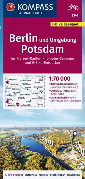 Produktbild: KOMPASS Fahrradkarte 3342 Berlin und Umgebung, Potsdam 1:70.000