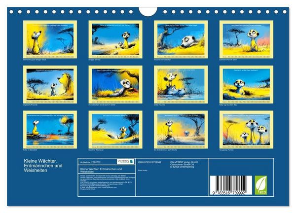 Produktbild: Kleine W&auml;chter. Erdm&auml;nnchen und Weisheiten (Wandkalender 2026 DIN A4 quer), CALVENDO Monatskalender