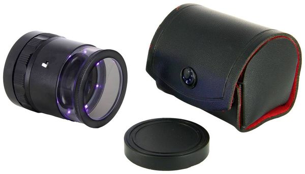 Produktbild: Ideal Tek LE.003UV.ITU 10X Lupe mit mm-Skala, 8 UV LED Handlupe mit LED-Beleuchtung Vergr&ouml;&szlig;erungsfaktor: 10 x Linsengr&ouml;&szlig;e: (&Oslash;) 30 mm Schwarz