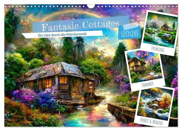 Produktbild: Fantasie Cottages - Ein Jahr durch die M&auml;rchenwelt (Wandkalender 2026 DIN A3 quer), CALVENDO Monatskalender