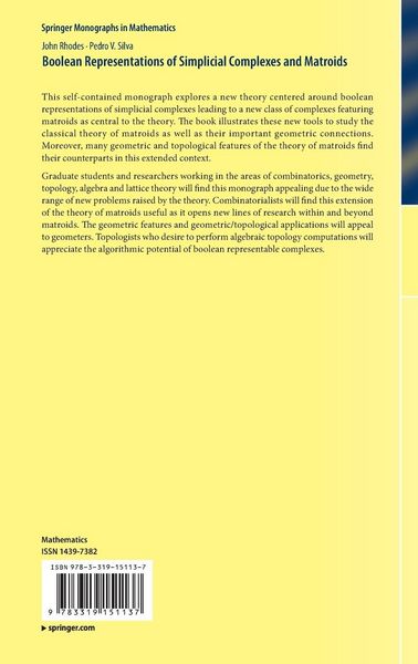 Produktbild: Boolean Representations of Simplicial Complexes and Matroids