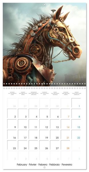 Produktbild: Cr&eacute;atures r&eacute;tro-m&eacute;caniques (Calendrier mural carr&eacute; 2026 30x30 cm) Calendrier double avec une page pour vos prises de notes