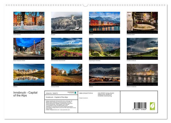 Produktbild: Innsbruck - Capital of the Alps (hochwertiger Premium Wandkalender 2026 DIN A2 quer), Kunstdruck in Hochglanz