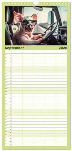 Produktbild: Familienplaner 2026 - Tierisch lustige LKW-Fahrer mit 5 Spalten (Wandkalender, 21 x 45 cm) CALVENDO