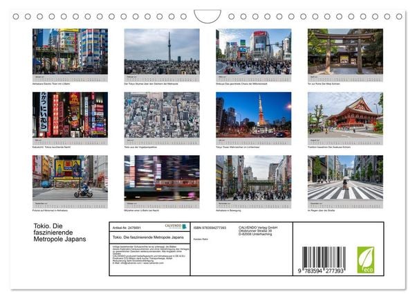 Produktbild: Tokio. Die faszinierende Metropole Japans (Wandkalender 2027 DIN A4 quer), CALVENDO Monatskalender